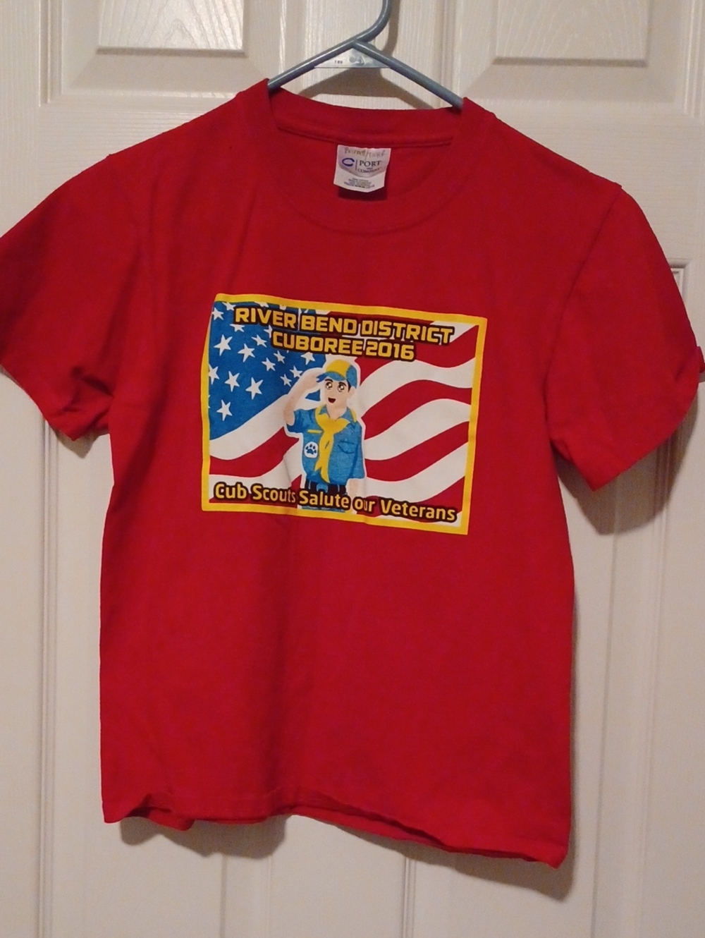 -- Port and Company Red Kids Cub Scouts Salute T-Shirt Size M